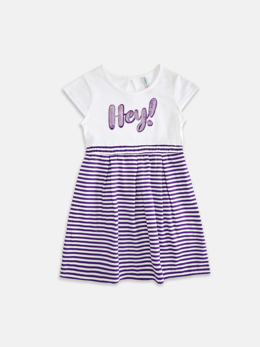 

Pantaloons Junior Purple & White Striped A-Line Dress