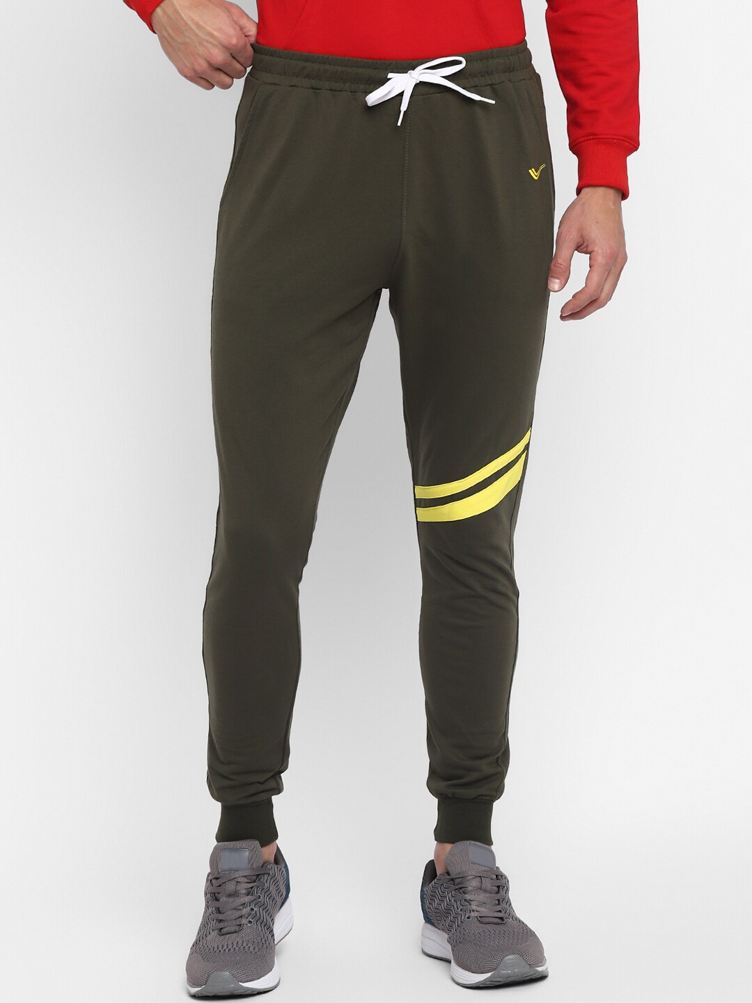 

Yuuki Men Olive Green Colourblocked Joggers