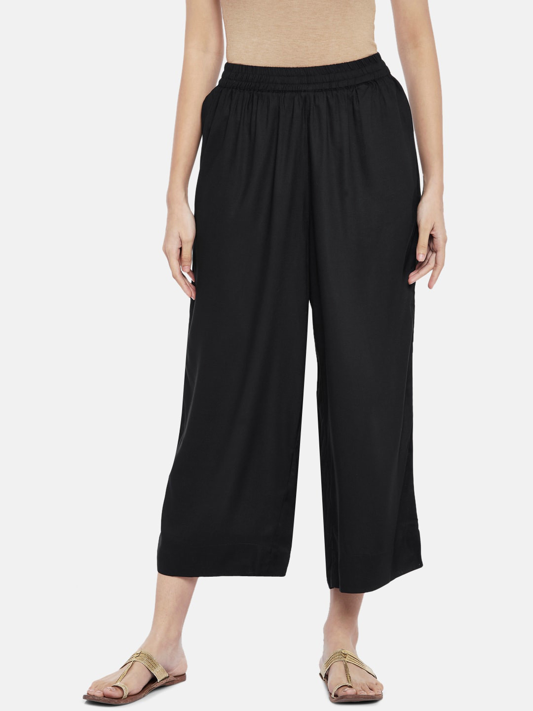 

RANGMANCH BY PANTALOONS Women Black Ethnic Palazzos