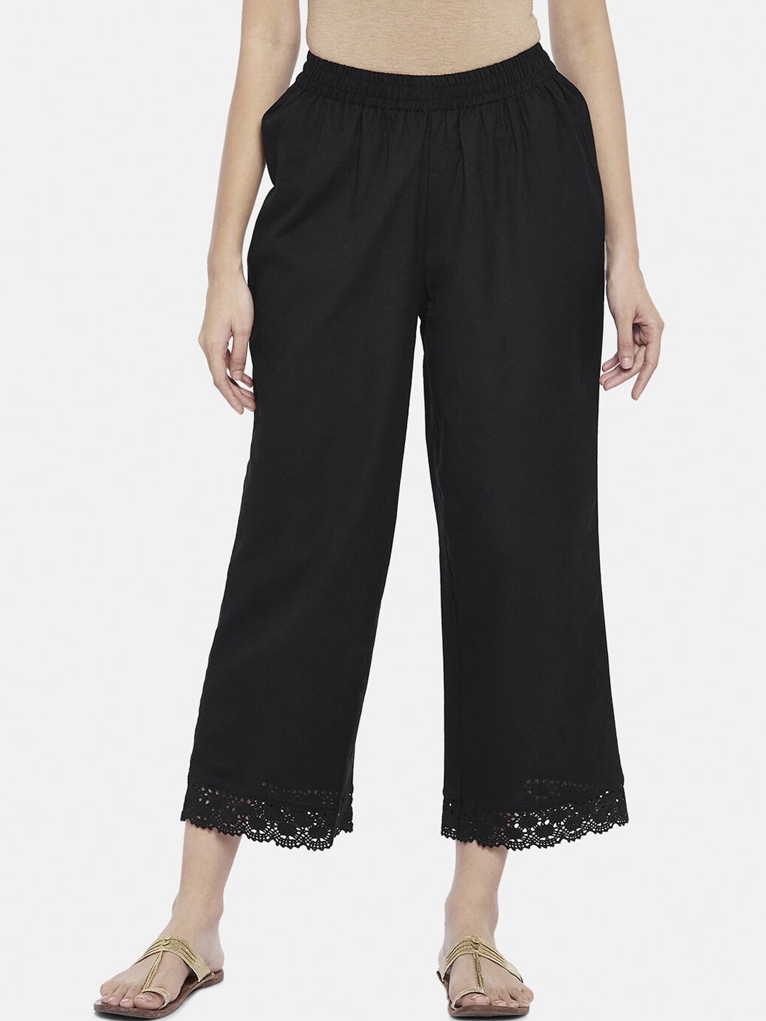 

RANGMANCH BY PANTALOONS Women Black Culottes Trousers