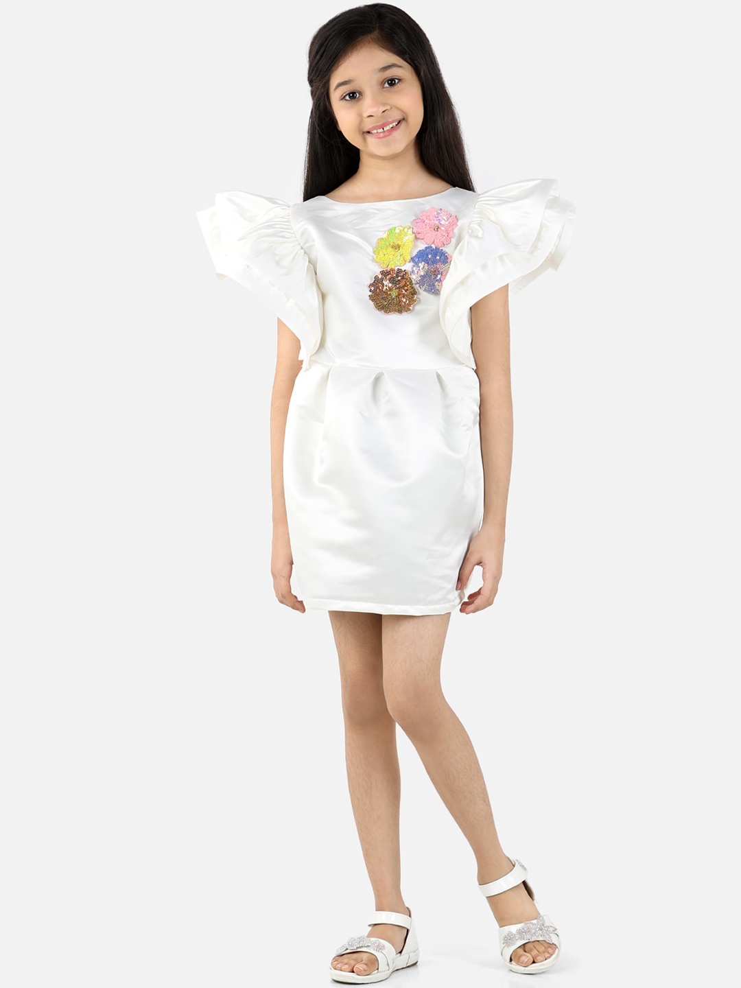 

Fairies Forever White Floral Sheath Dress
