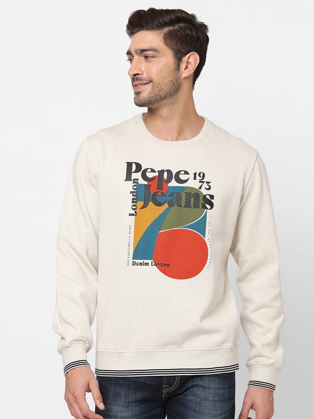 

Pepe Jeans Men Grey Printed Pure Cotton Sweatshirt
