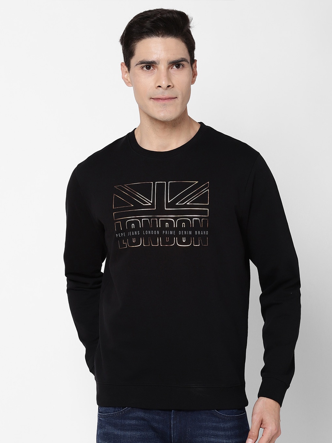 

Pepe Jeans Men Black Printed Pure Cotton Sweatshirt