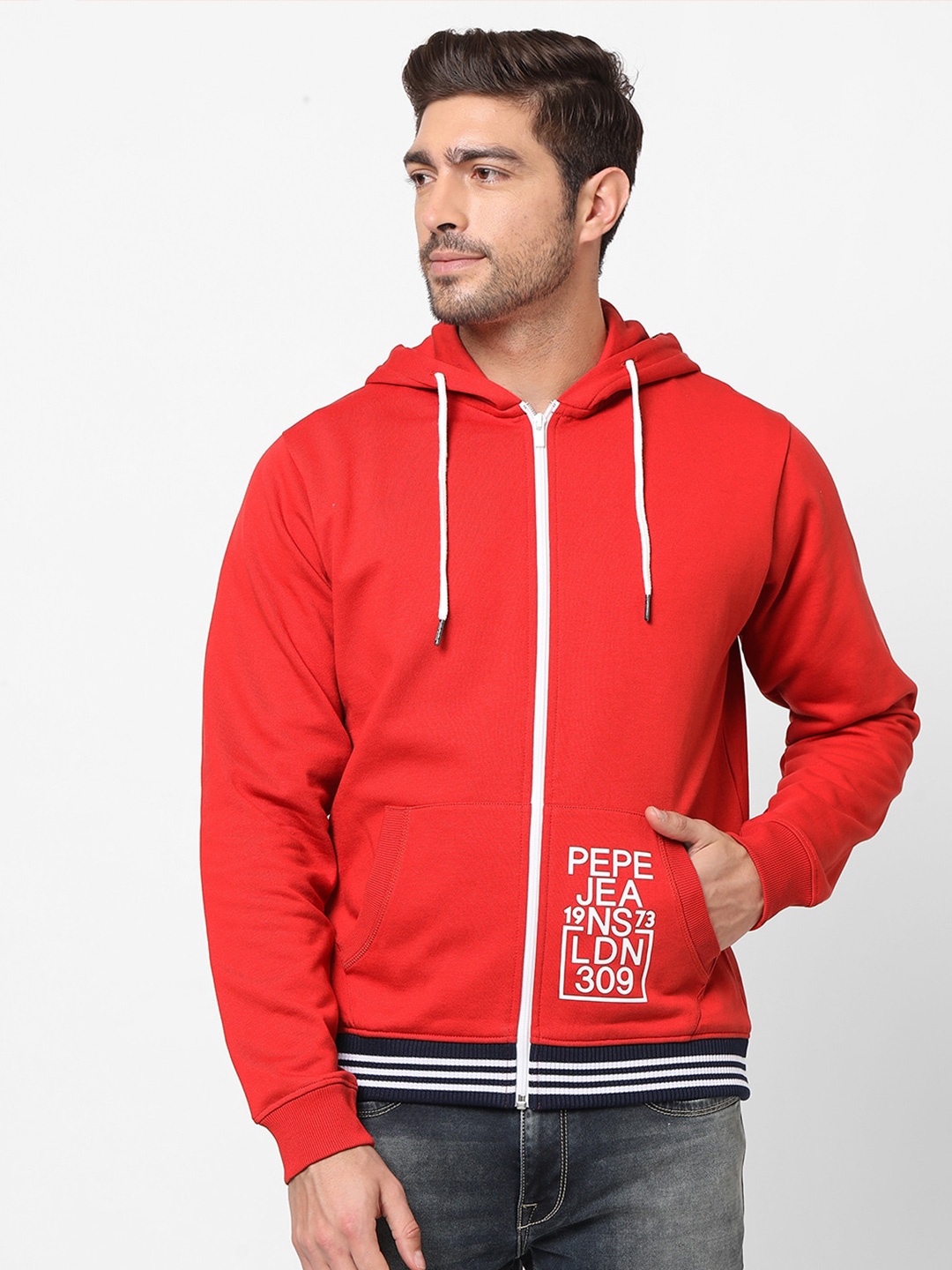 

Pepe Jeans Men Red Hooded Sweatshirt