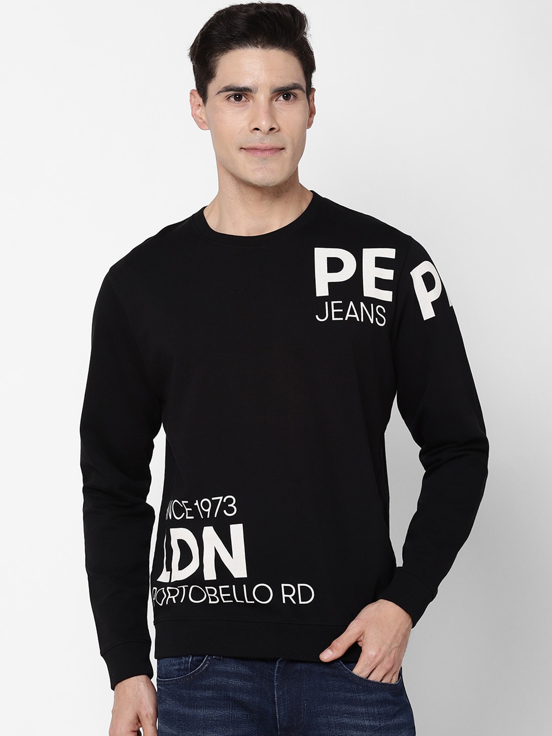 

Pepe Jeans Men Black Printed Sweatshirt