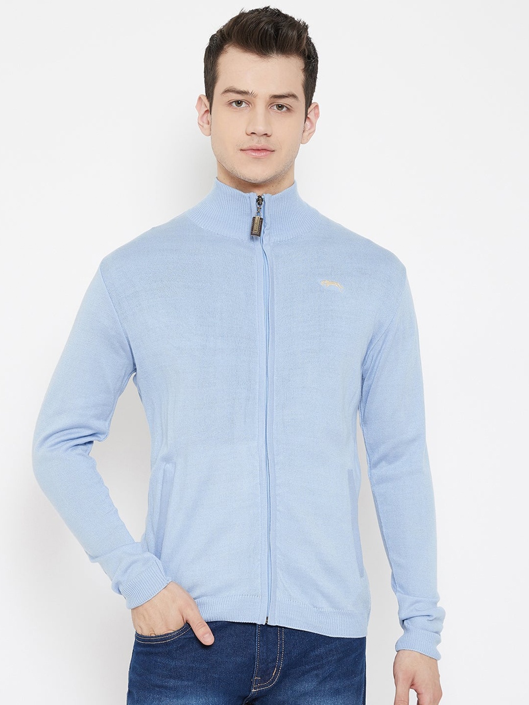 

JUMP USA Men Blue Acrylic Front-Open Cardigan