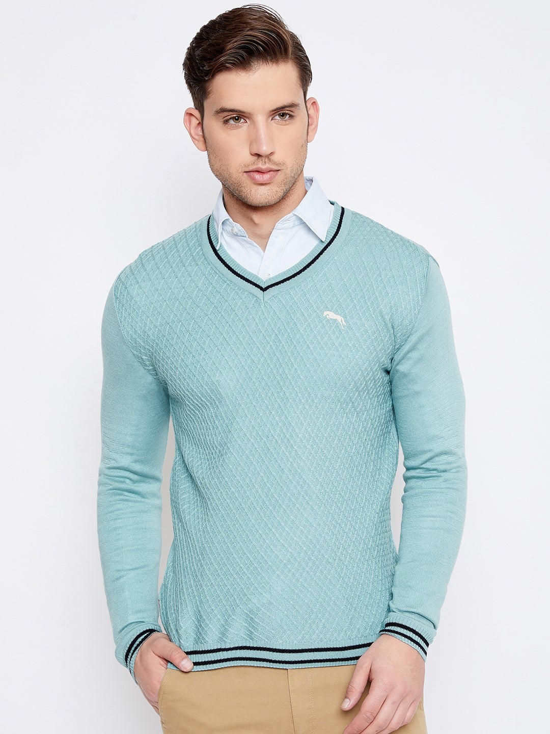 

JUMP USA Men Turquoise Blue Pullover