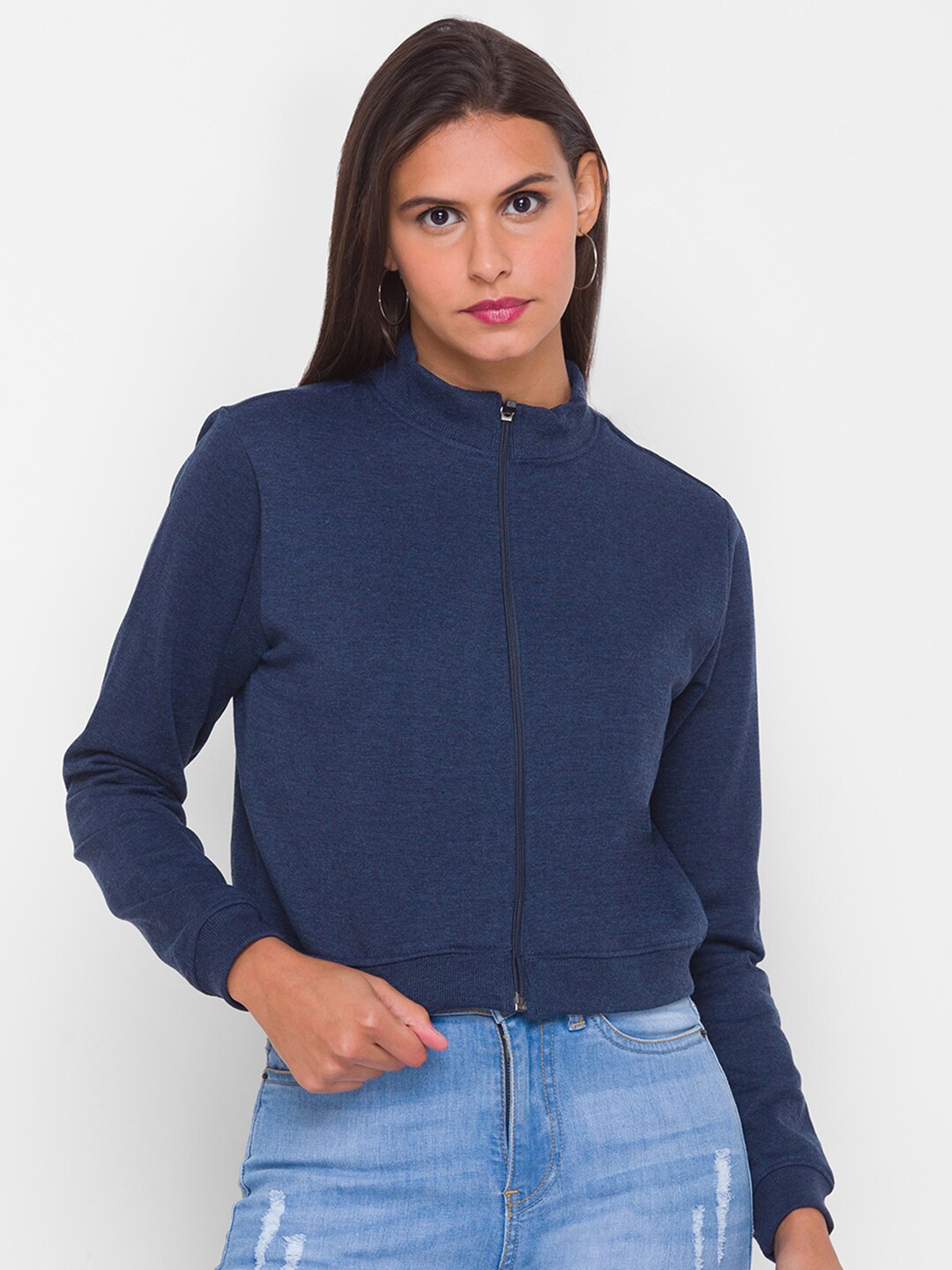 

Globus Women Navy Blue Hooded Sweatshirt