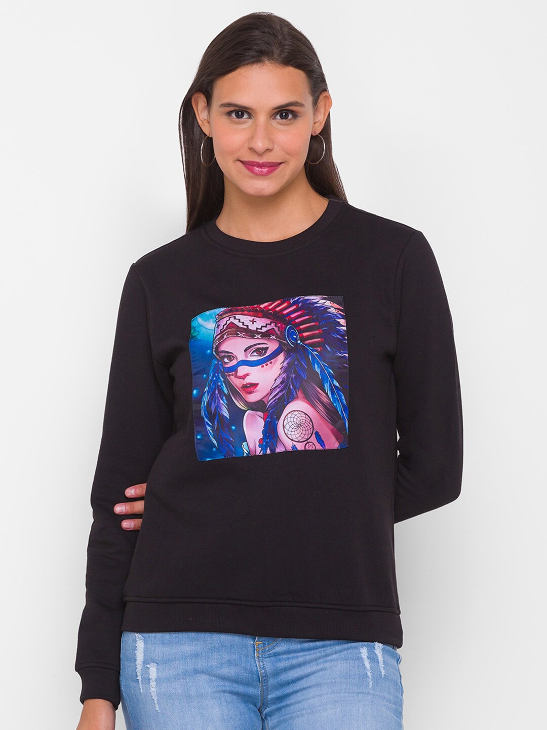 

Globus Women Black Printed Sweatshirt