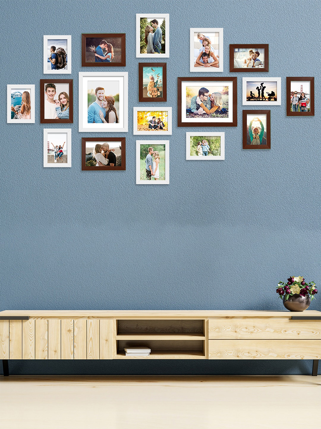 

Art Street Set Of 18 Brown & White Wall Photo Frames