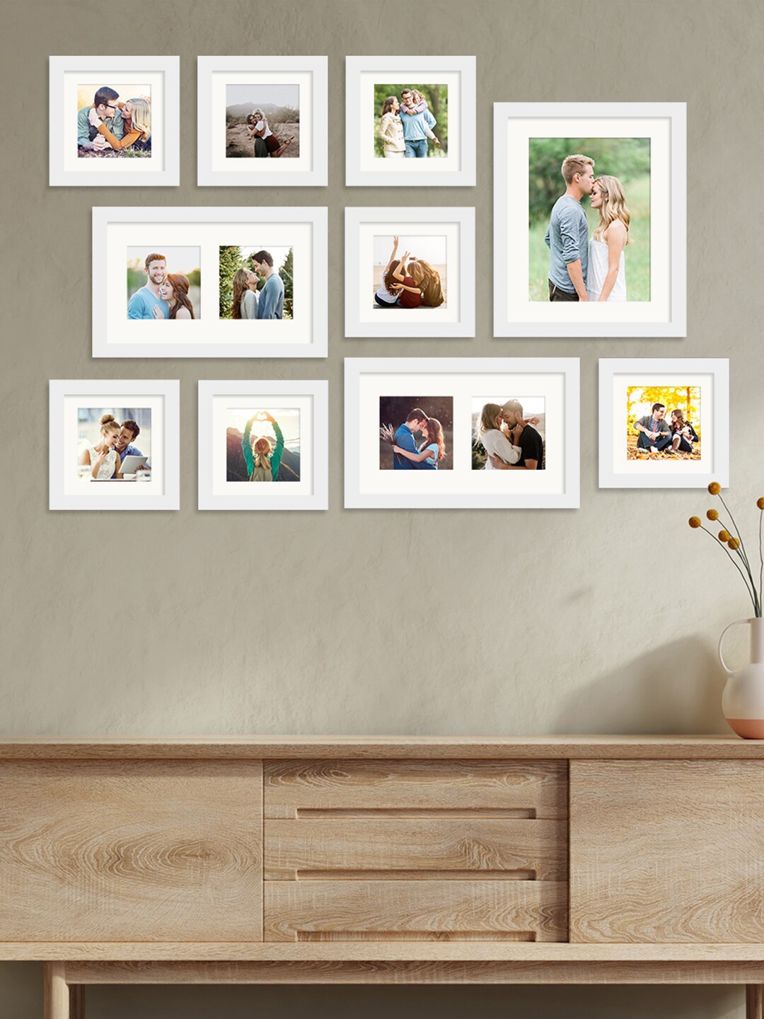 

Art Street Set Of 10 White Solid Wall Photo Frames