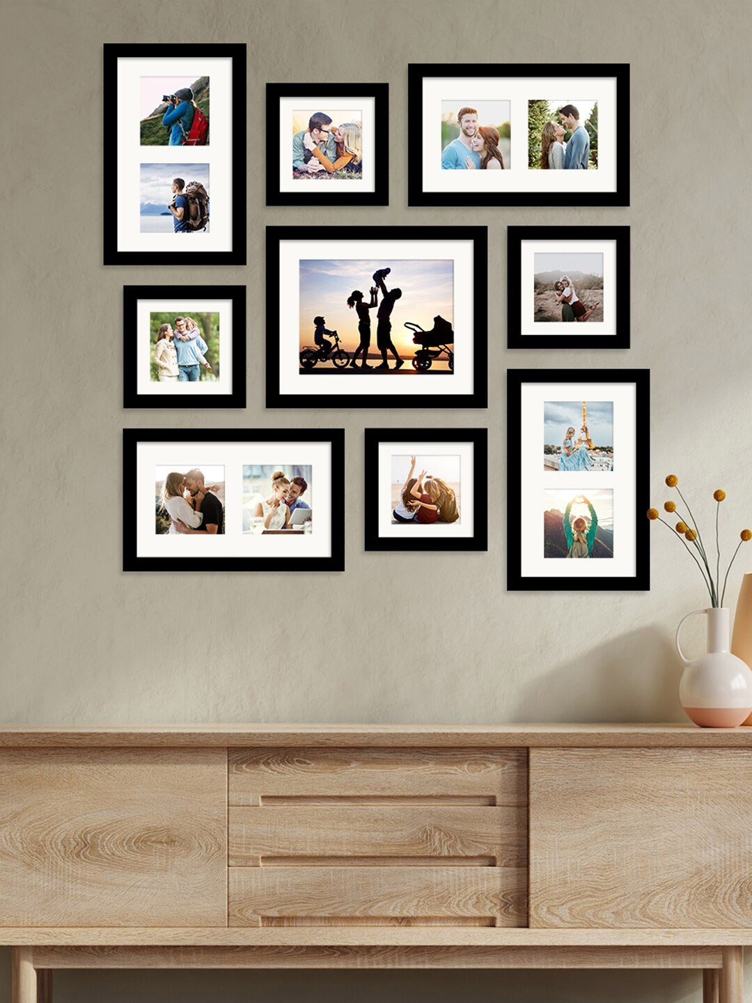 

Art Street Set Of 9 Black Solid Wall Photo Frames