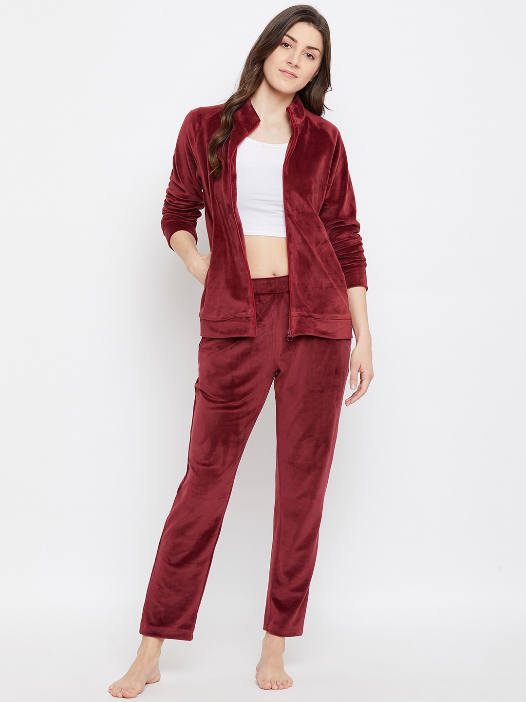 

MADAME M SECRET Women Maroon Cotton Blend Night suit