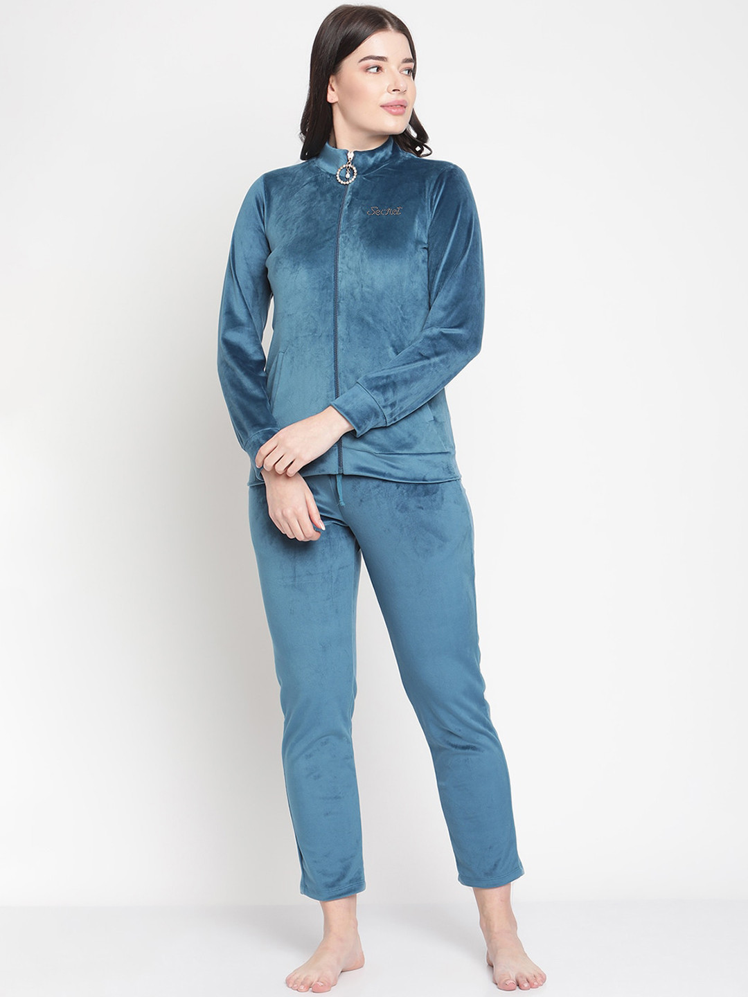 

MADAME M SECRET Women Blue Cotton Blend Night suit
