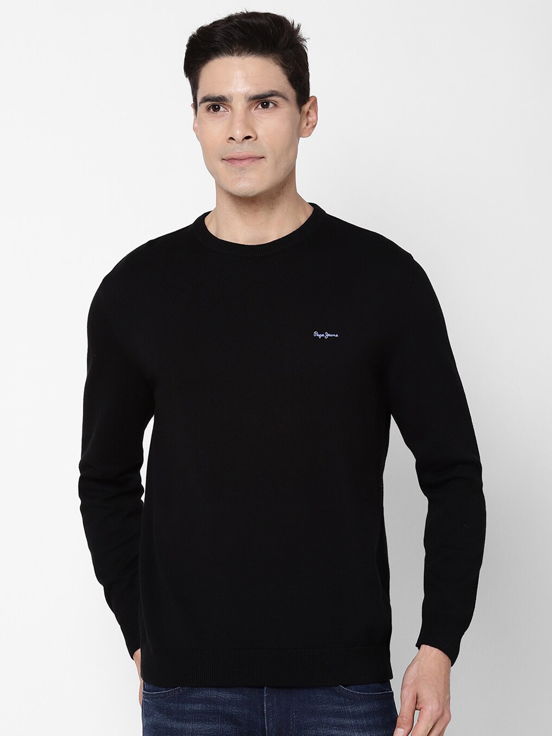 

Pepe Jeans Men Black Solid Regular Fit Pullover