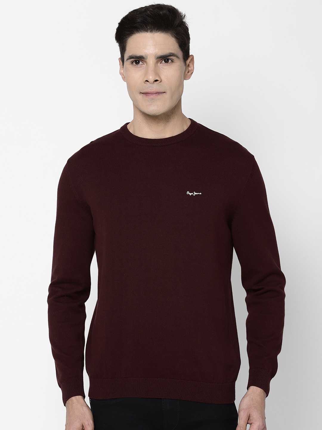 

Pepe Jeans Men Burgundy Cotton Pullover