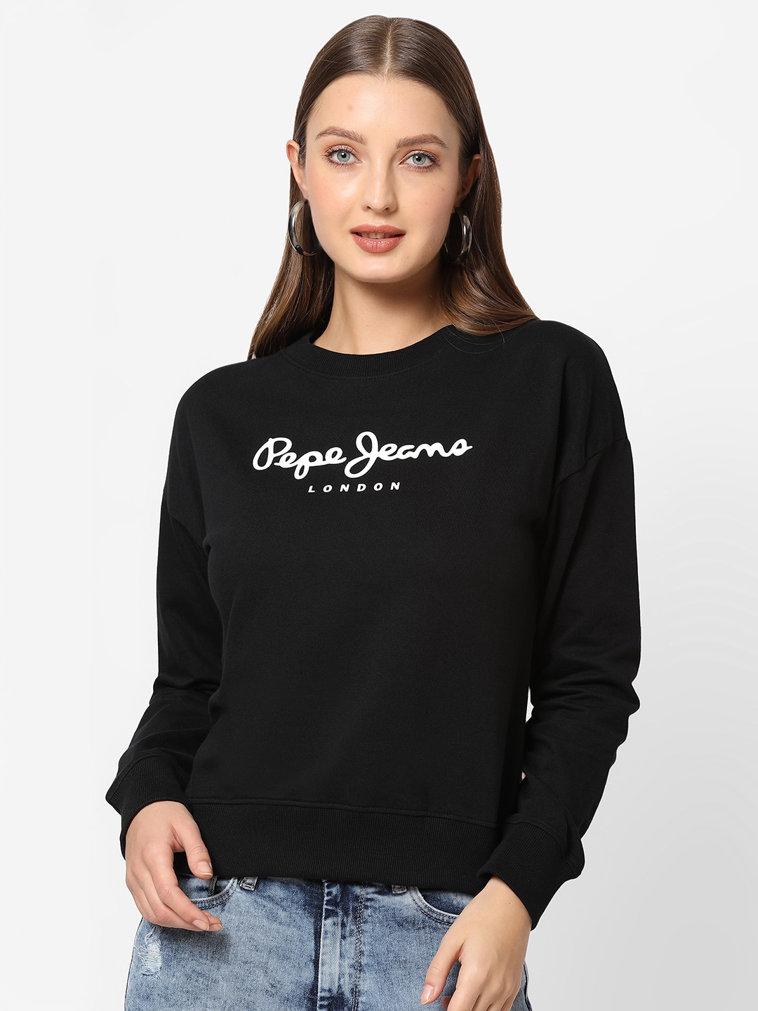 

Pepe Jeans Women Black Pure Cotton Printed Sweatshirt