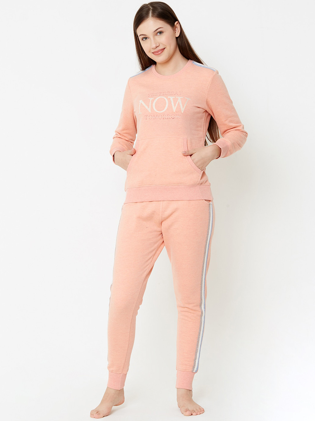 

Sweet Dreams Women Orange & White Printed Night Suit