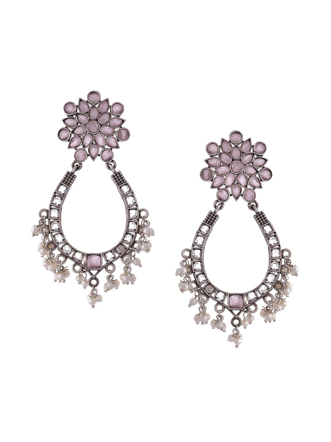 

Biba Silver-Plated & Purple Floral Drop Earrings