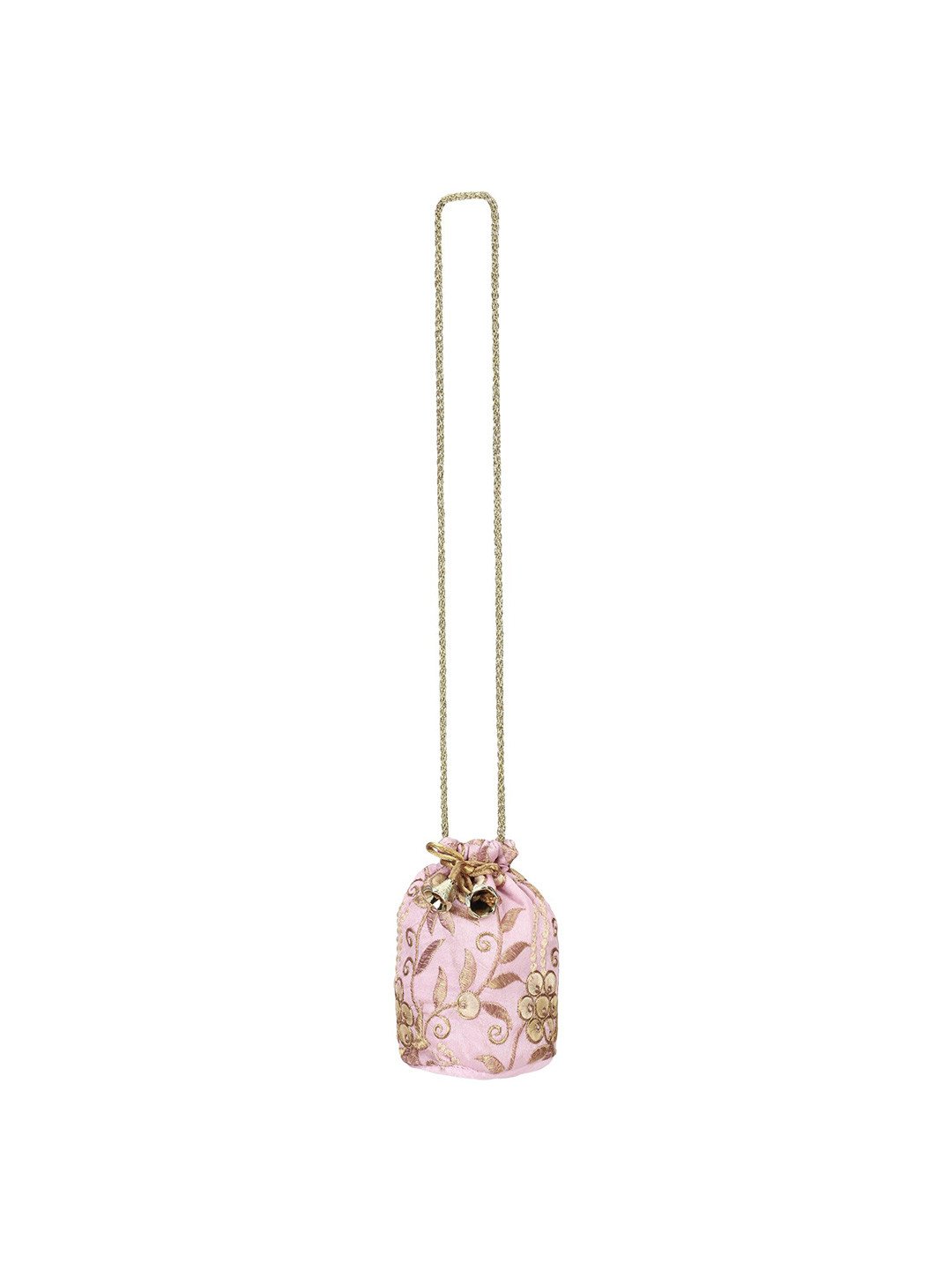

Aditi Wasan Pink & Gold-Toned Embroidered Potli Clutch