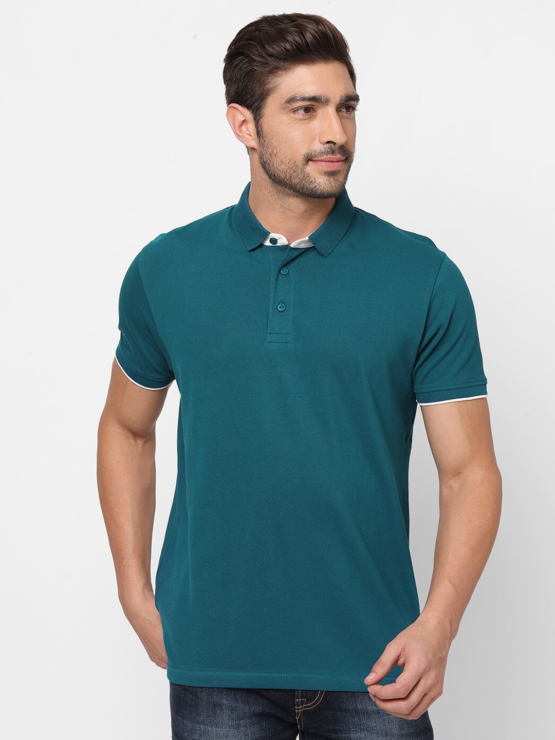 

Pepe Jeans Men Teal Polo Collar T-shirt