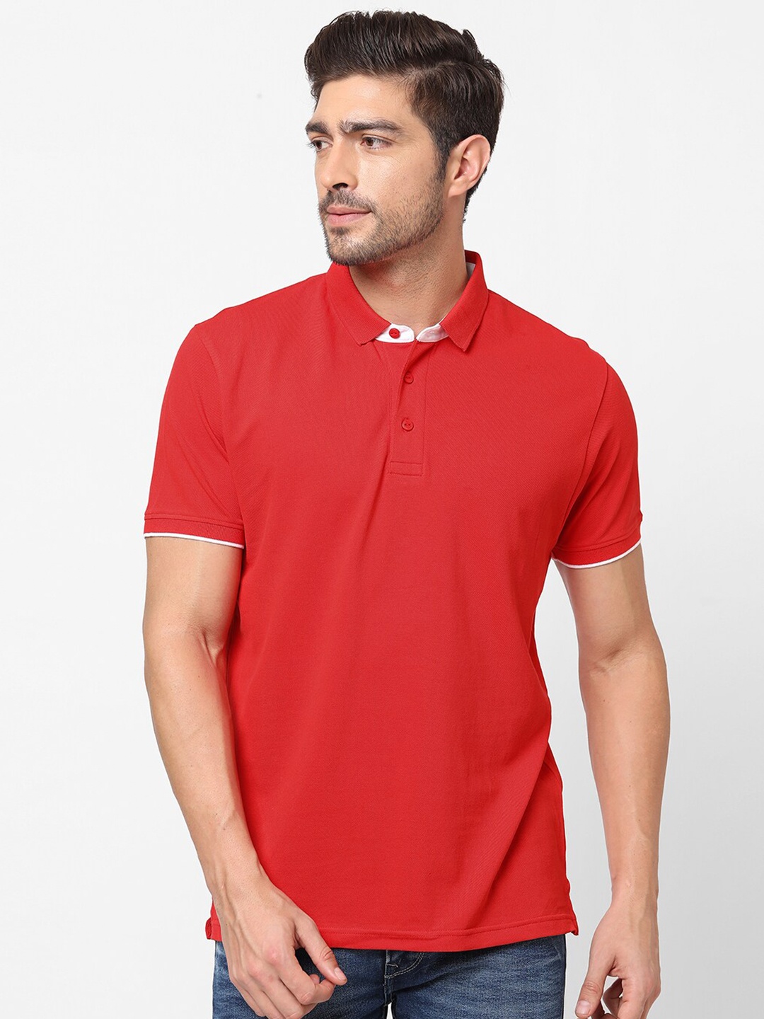 

Pepe Jeans Men Red Polo Collar T-shirt
