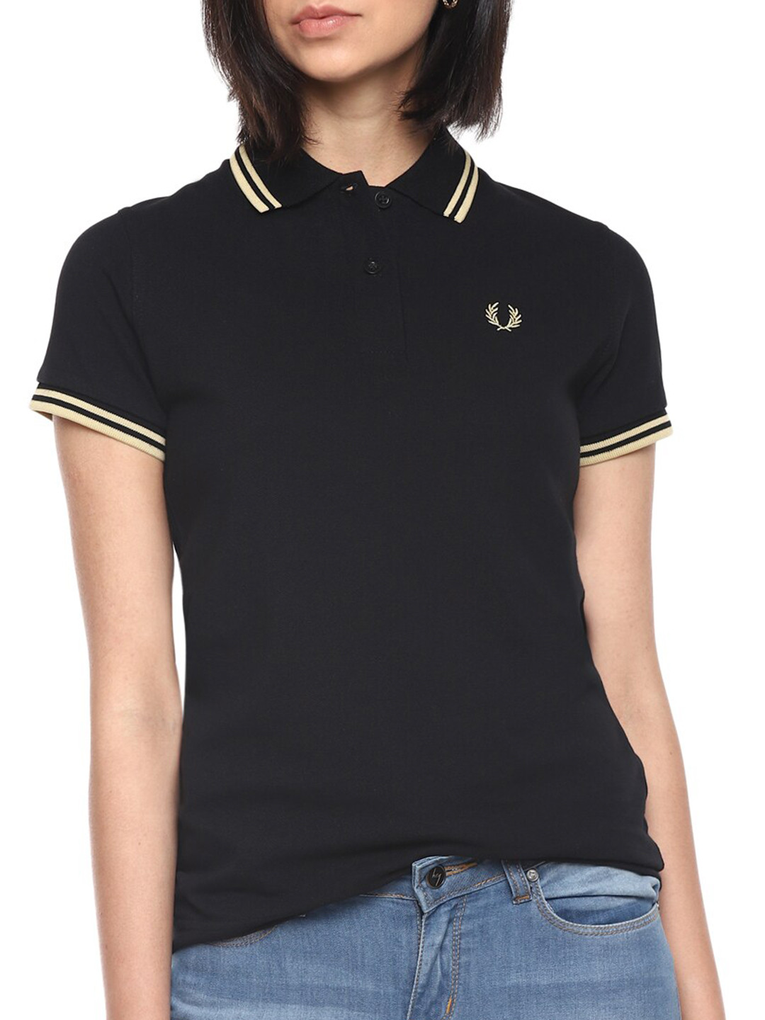 

Fred Perry Women Black Solid Polo Collar T Shirt