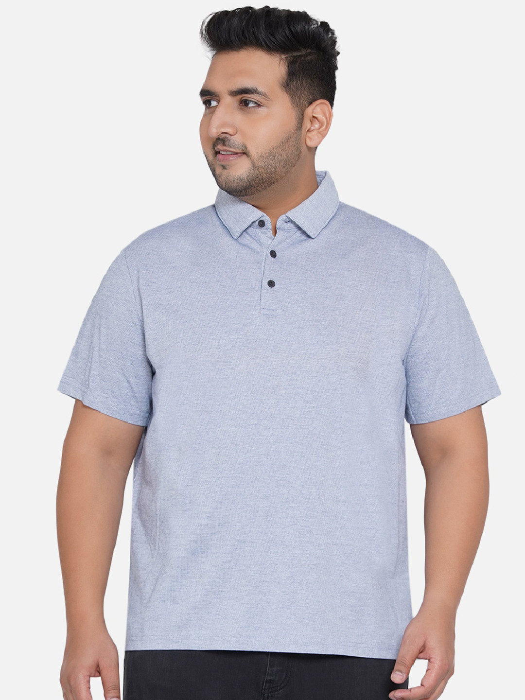 

Santonio Plus Size Men Blue Polo Collar T-shirt