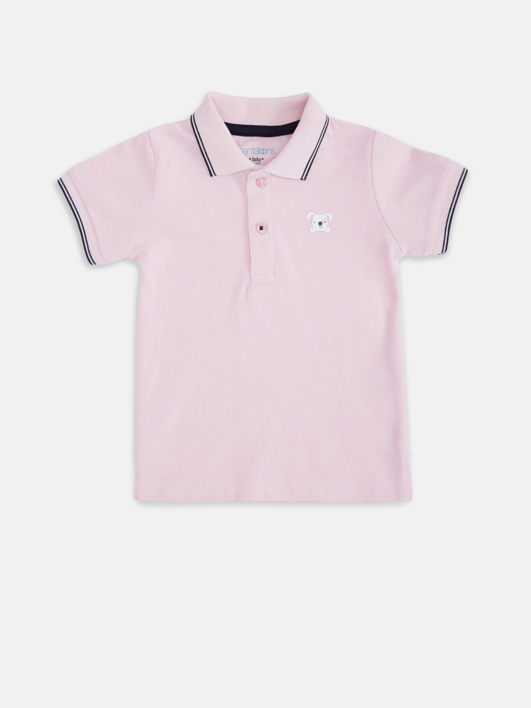 

Pantaloons Baby Boys Pink Polo Collar T-shirt