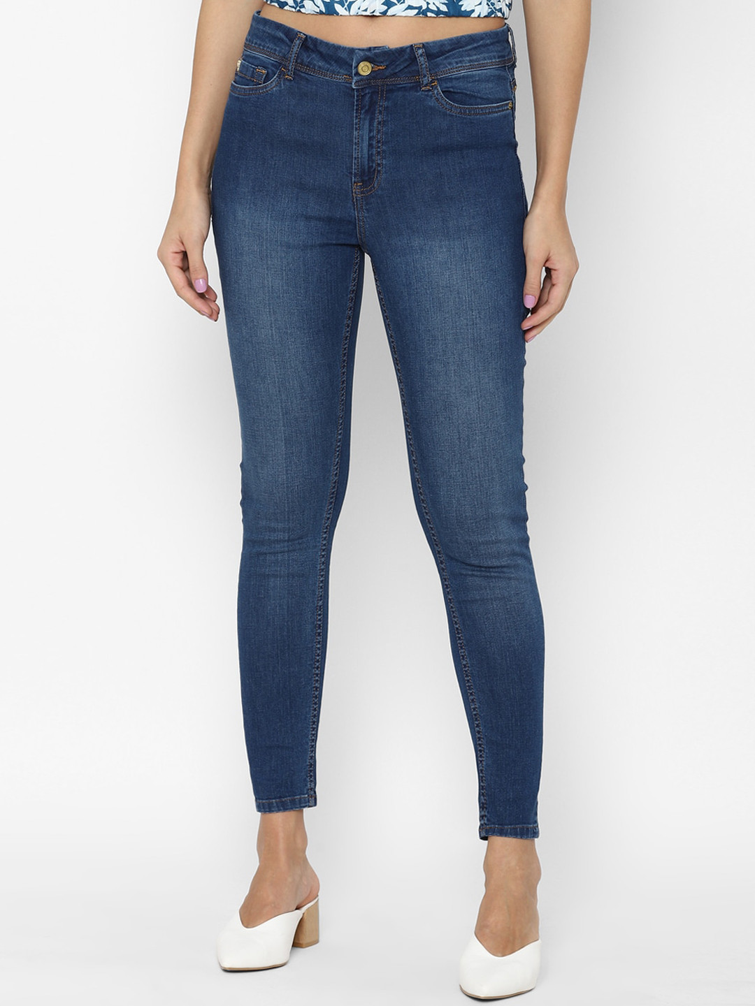 

Allen Solly Woman Woman Navy Blue Skinny Fit Light Fade Jeans