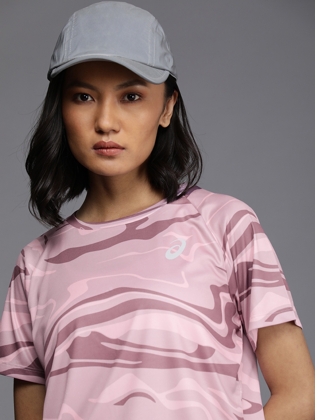 

ASICS Women Pink & Purple Sublimation W SS 2 Printed Raglan Sleeves T-shirt