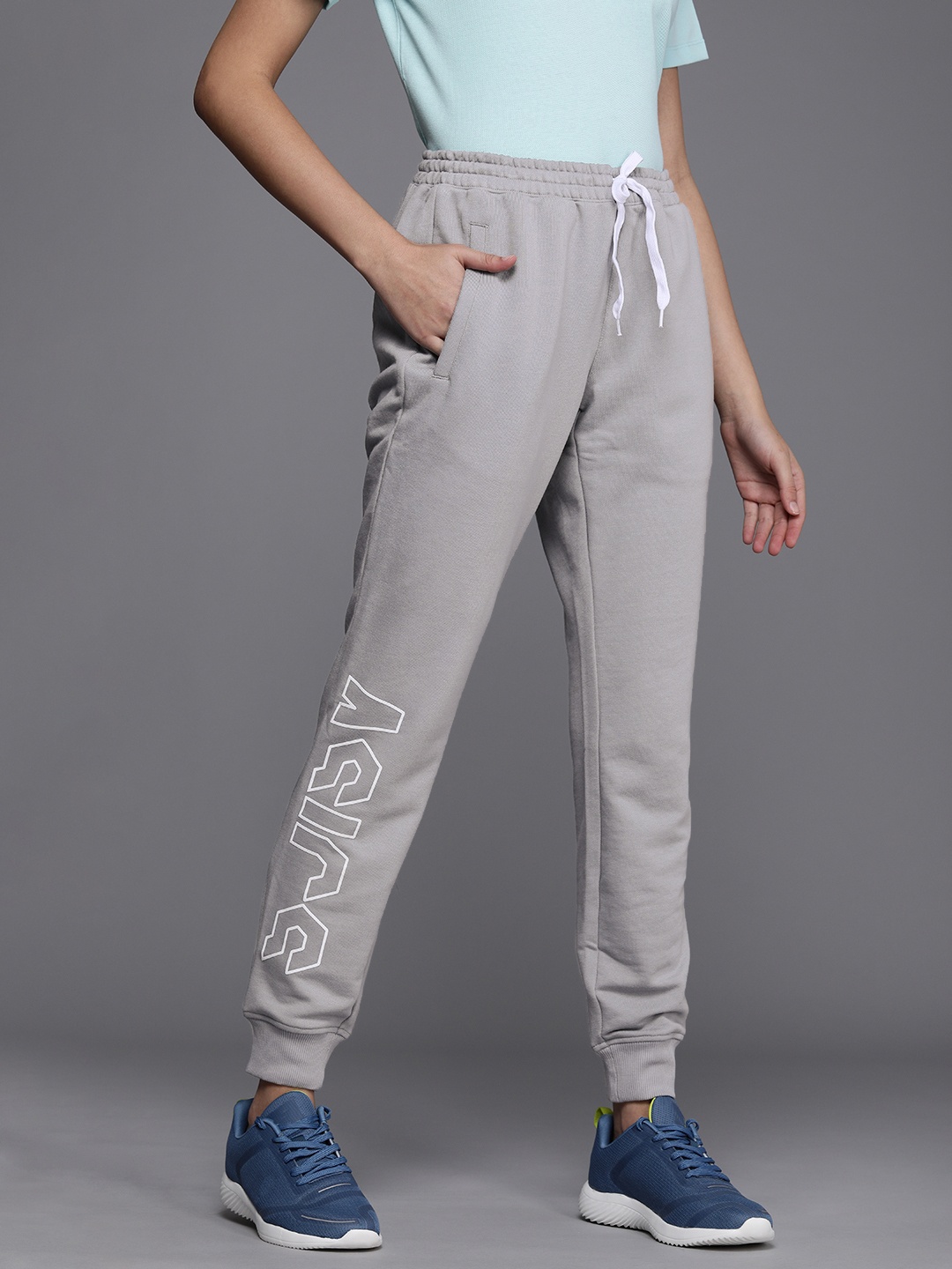 

ASICS Women Cropped Graphic Sweat Printed Training Joggers, Grey