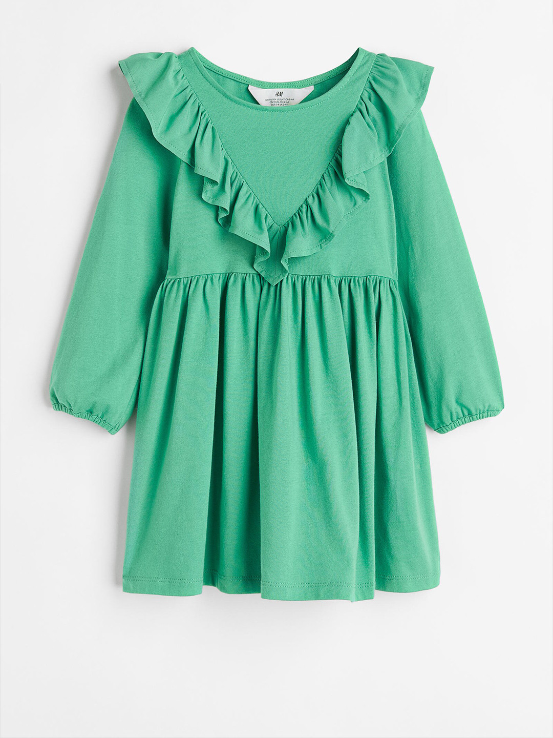 

H&M Girls Green Flounce-Trimmed Dress