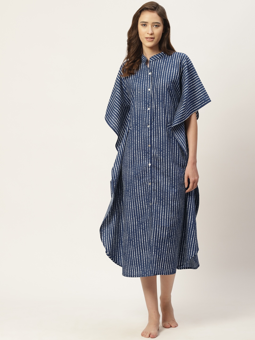 

MBeautiful Blue Striped Kaftan Nightdress