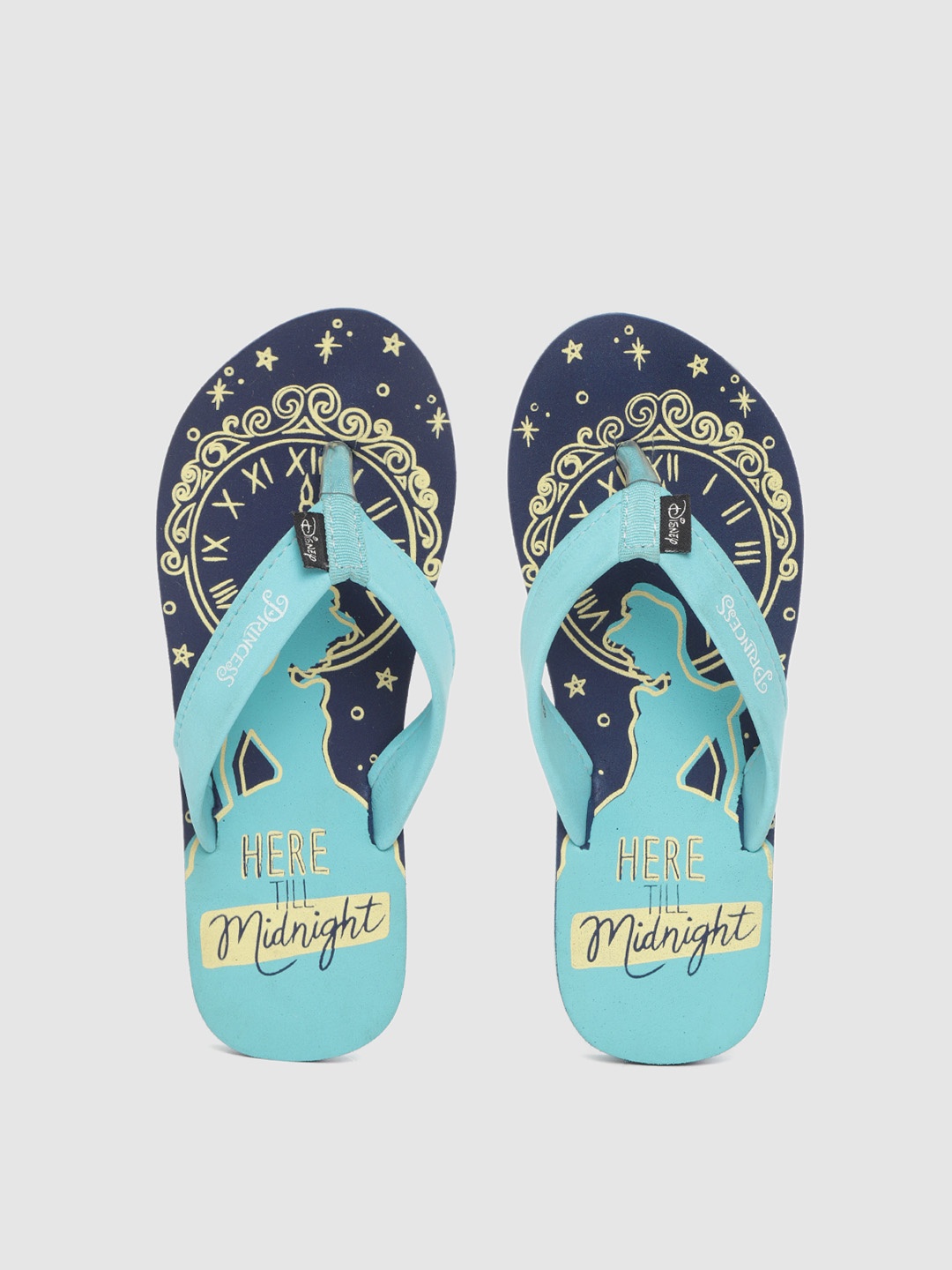 

toothless Girls Navy Blue & Turquoise Blue Disney Princess Printed Thong Flip-Flops