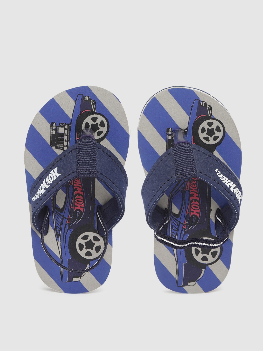 

toothless Boys Grey & Navy Blue Mattel Hot Wheels Printed Thong Flip-Flops