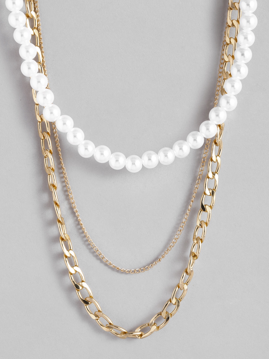 

Peora Women Gold-Toned & White Layered Chain