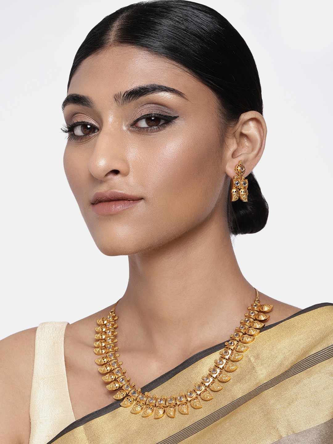 

Peora Gold-Plated & CZ Studded Jewellery Set