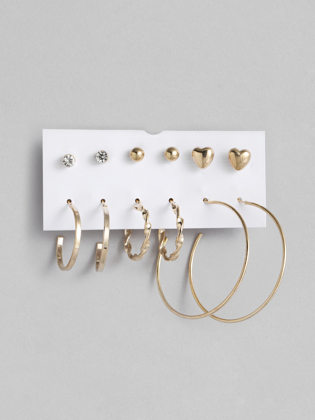 

Peora Gold-Toned Set of 6 Hoop & Studs Earrings