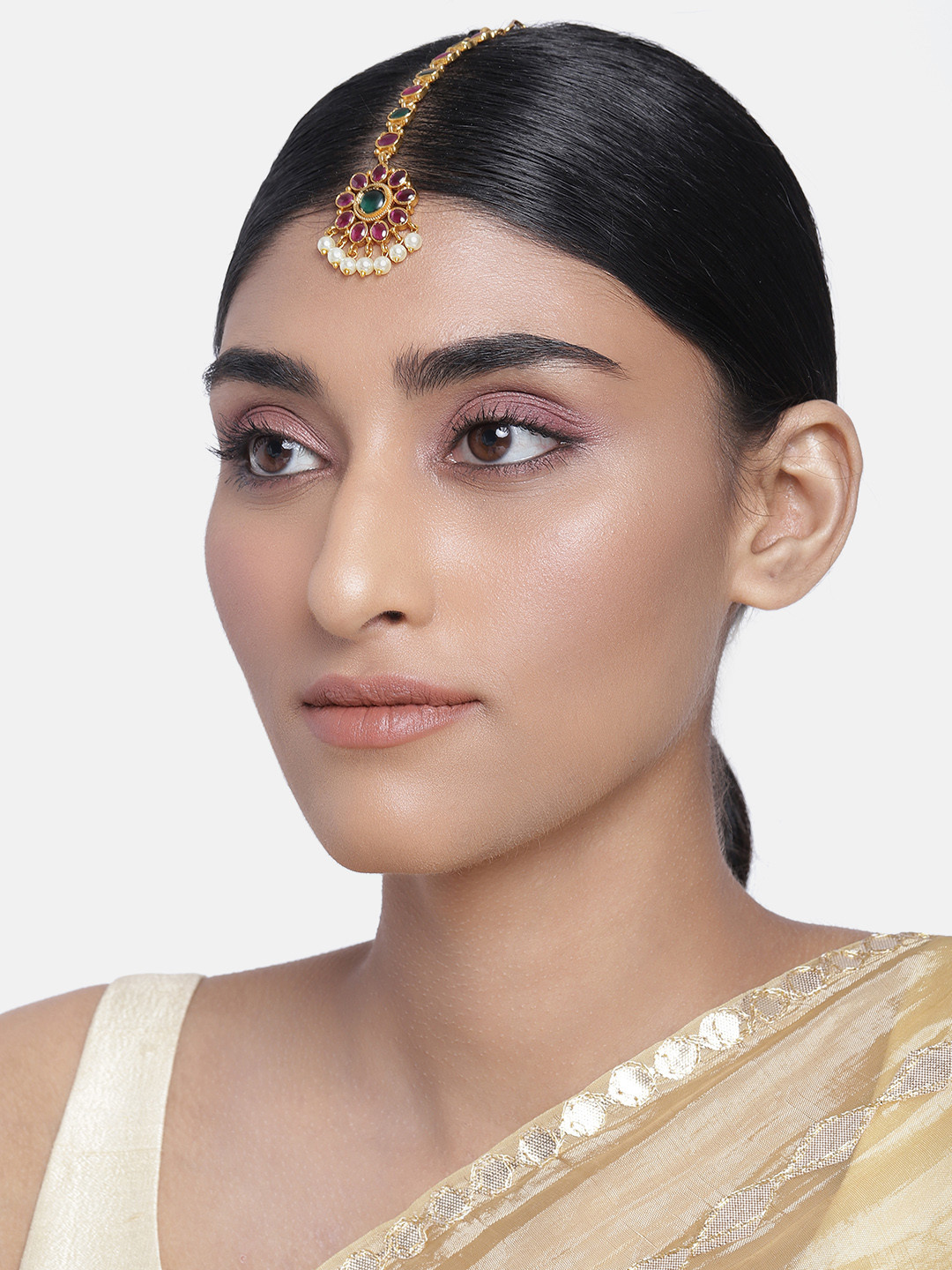 

Peora Gold-Toned & Purple Maang Tikka