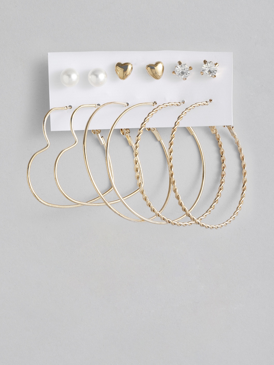 

Peora Gold-Toned Set of 6 Hoop & Studs Earrings