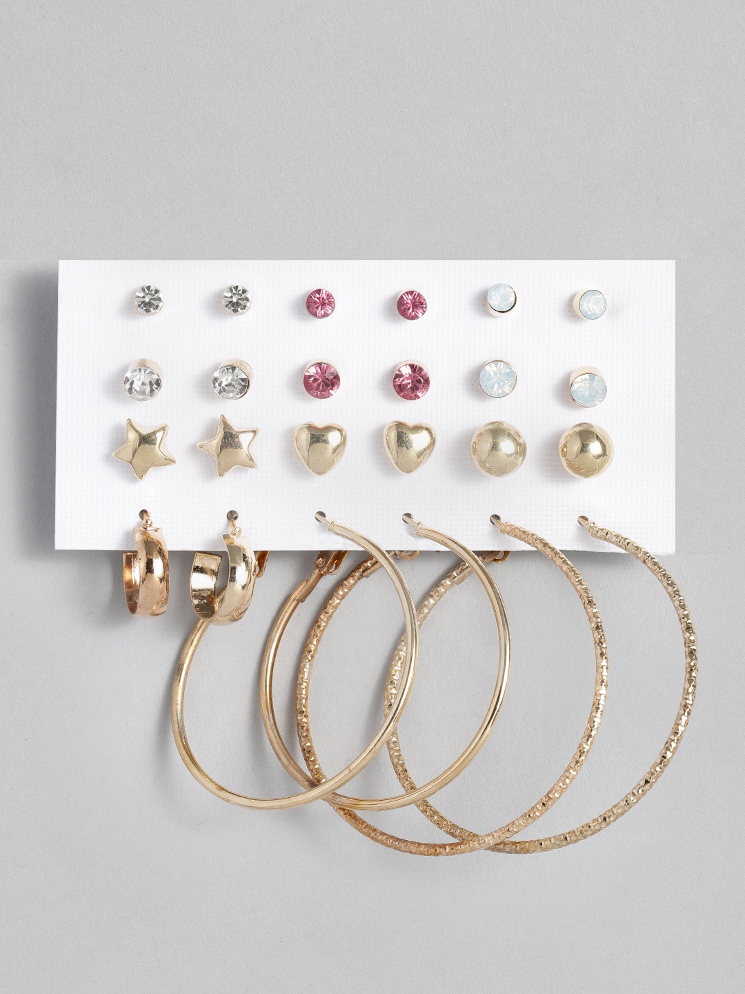 

Peora Women Gold-Toned & Pink Circular Studs Earrings