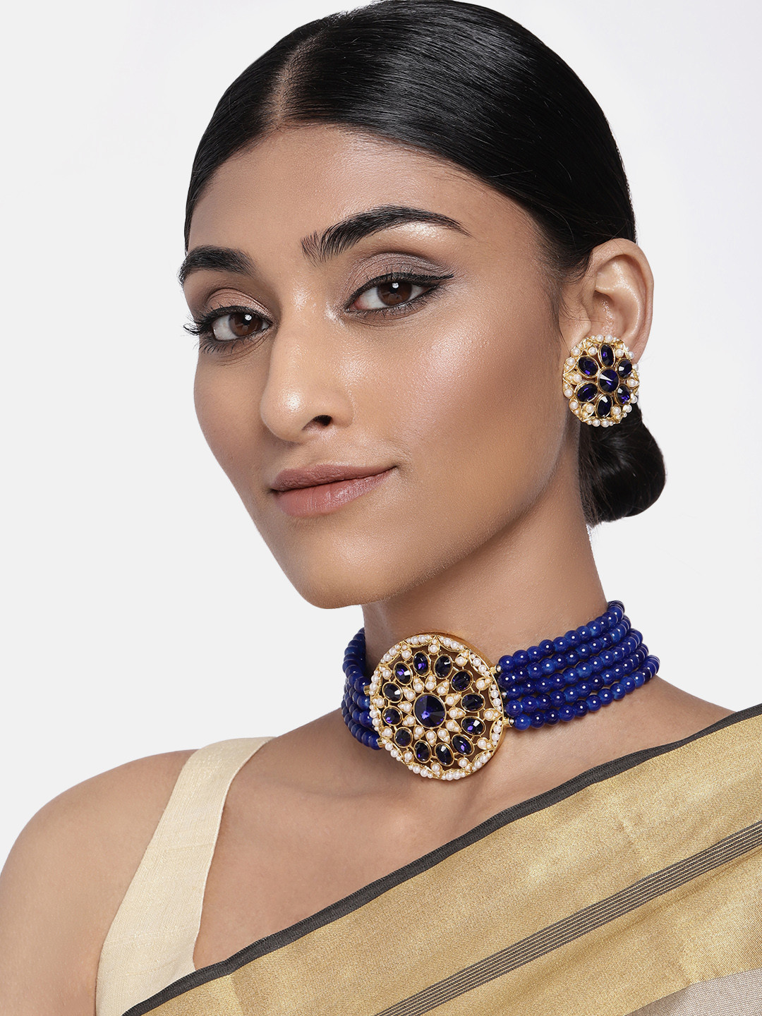 

Peora Women Blue & Gold-Plated Jewellery Set