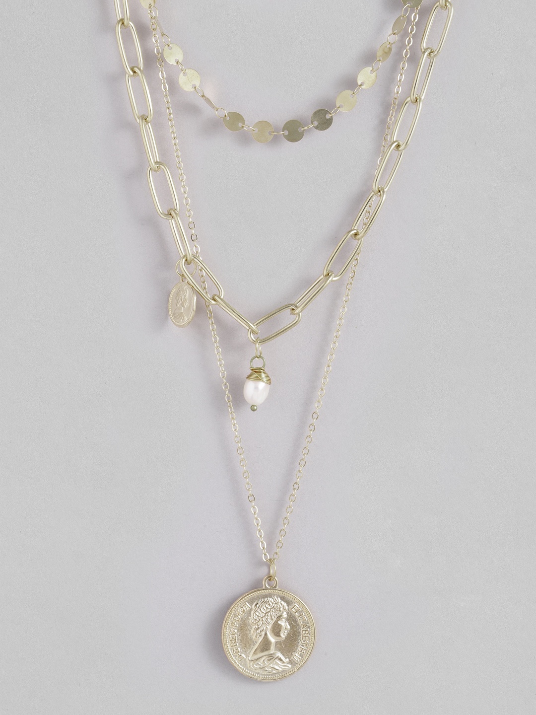 

Peora Women Gold-Toned & White Gold-Plated Layered Necklace