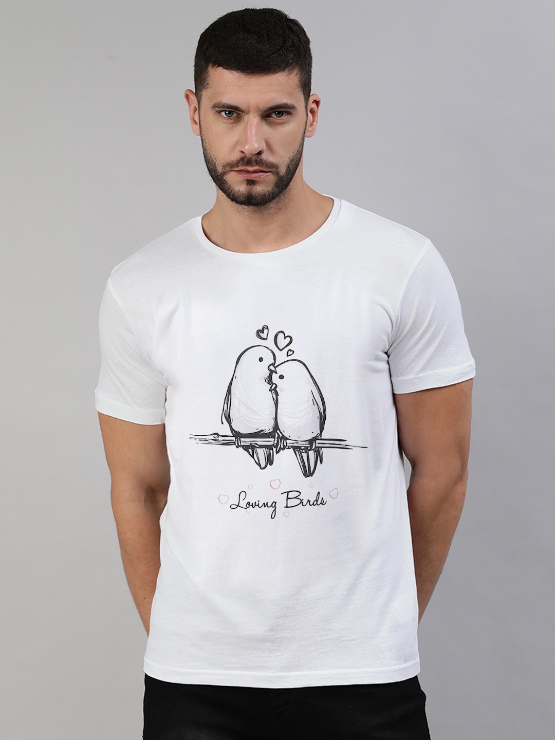 

BRATMA Men White & Black Conversational Printed Pure Cotton T-shirt