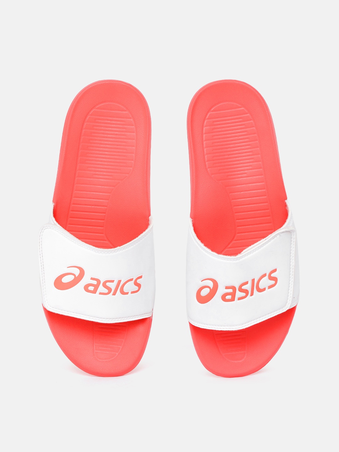 

ASICS Unisex Red & White Brand logo Print Sliders