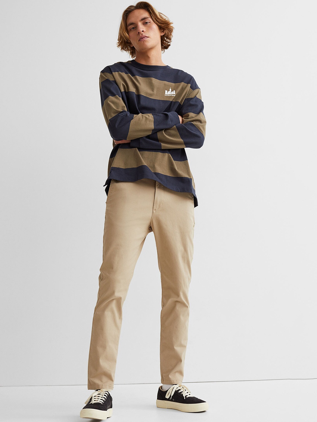 

H&M Men Beige Skinny Fit Cotton Chinos