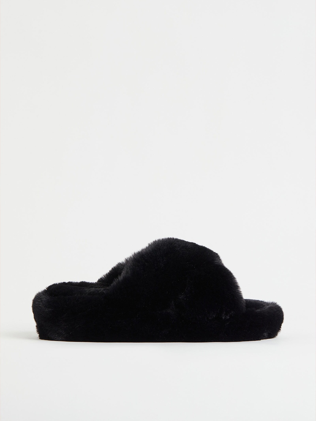 

H&M Women Black Faux Fur Slippers