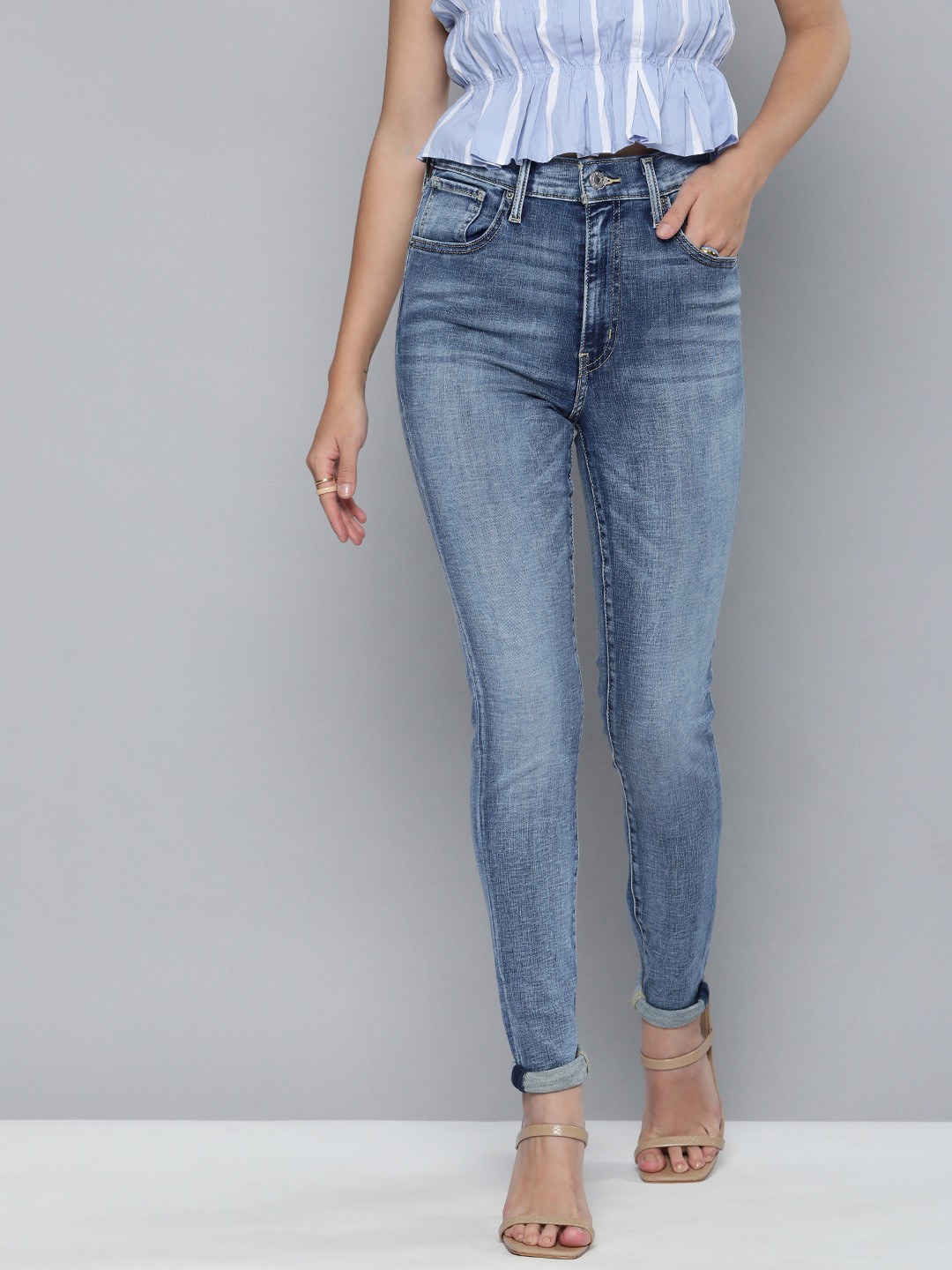 

Levis Women Blue Super Skinny Fit High-Rise Heavy Fade Stretchable Jeans