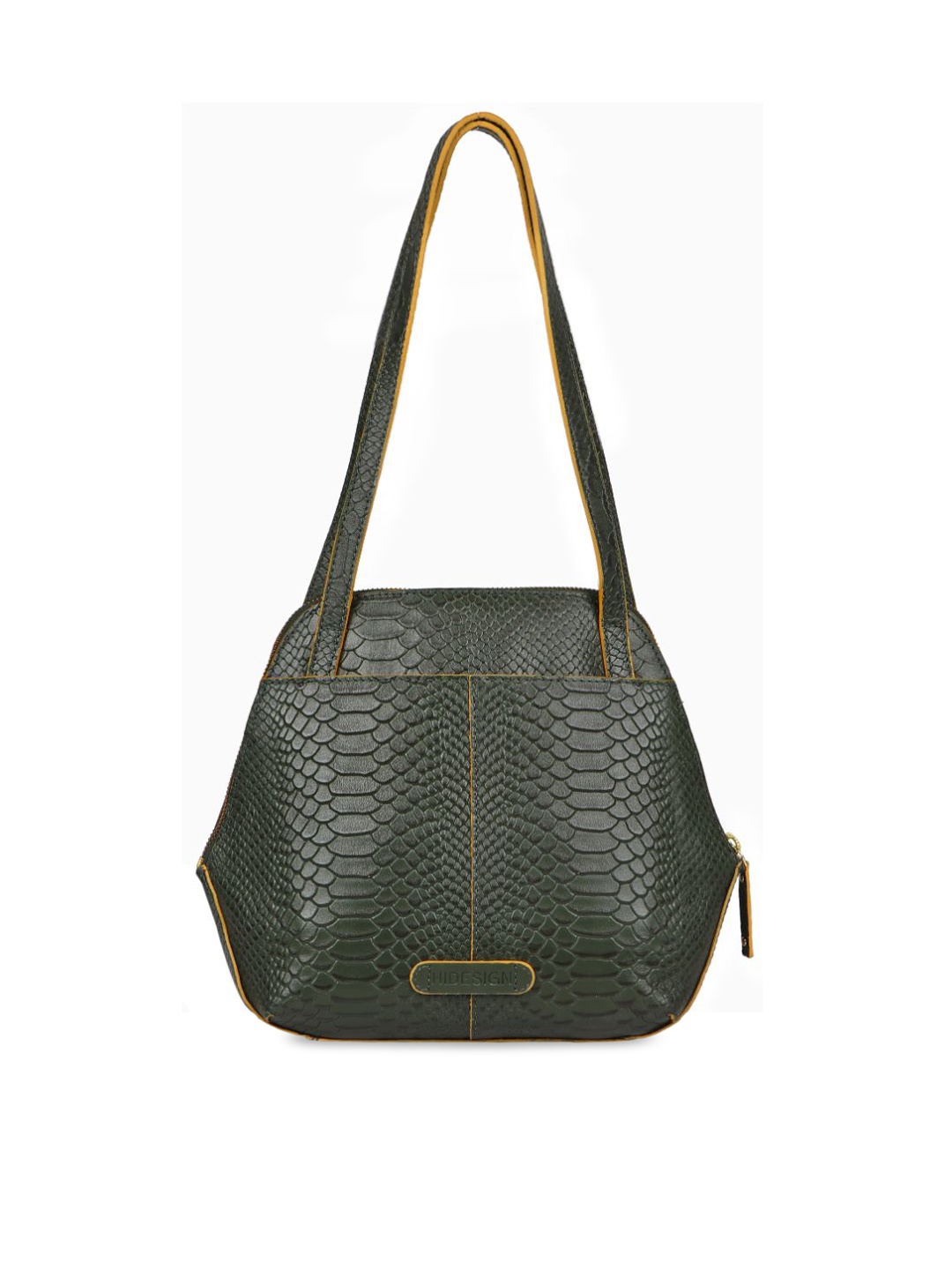 

Hidesign Green Textured Leather Structured Shoulder Bag